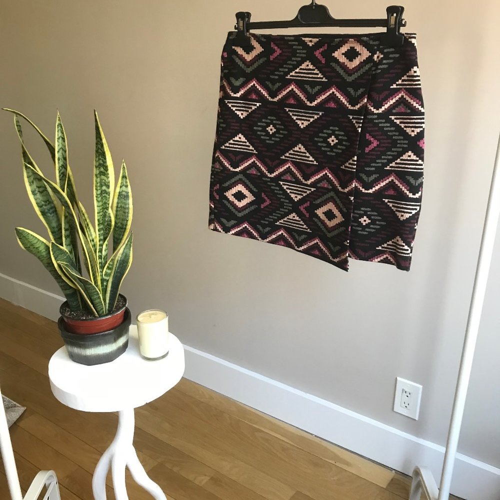 Hollister Burgundy/Olive/Taupe Tribal Mini Skirt